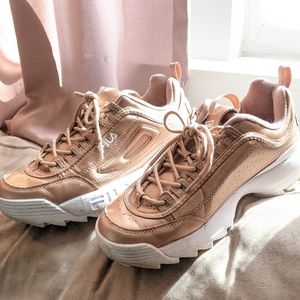 Rose gold Fila platform sneakers size 8